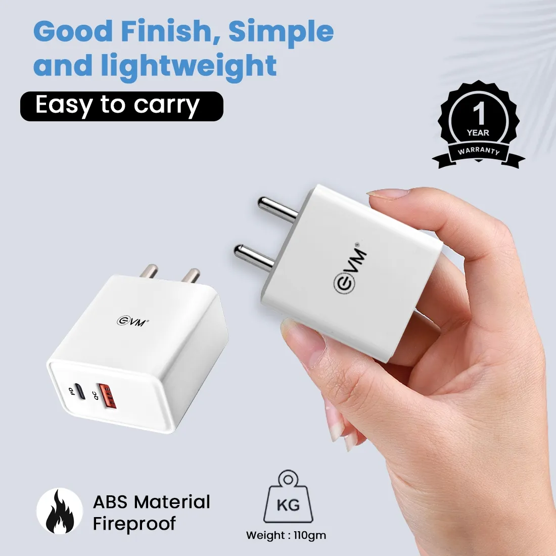 EVM Mobile PD Charger with Cable (USB to Type-C) 22.5W view 3